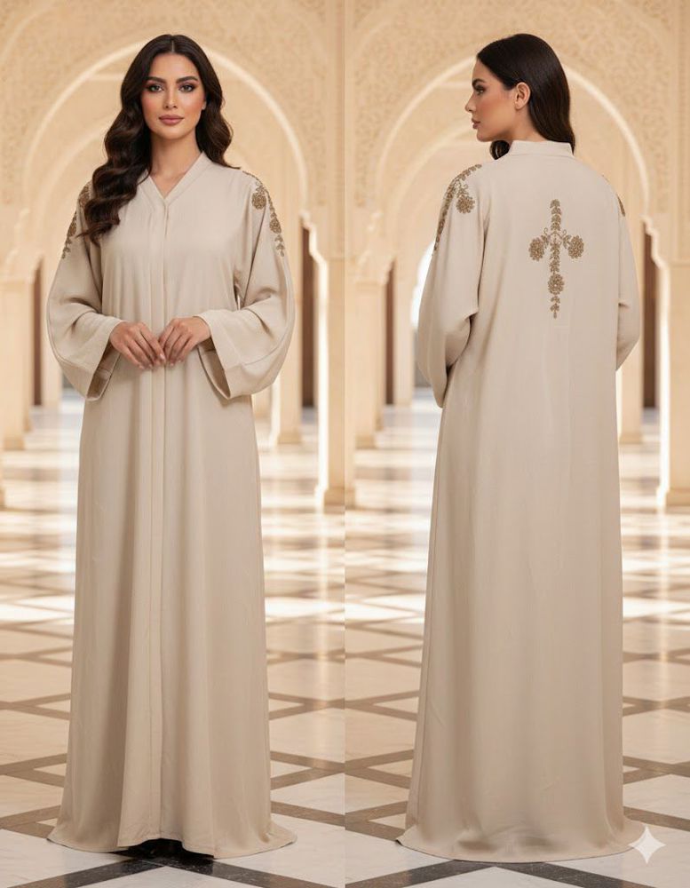 Luxury Abaya with Gold Embroidery (Back Detail)  
