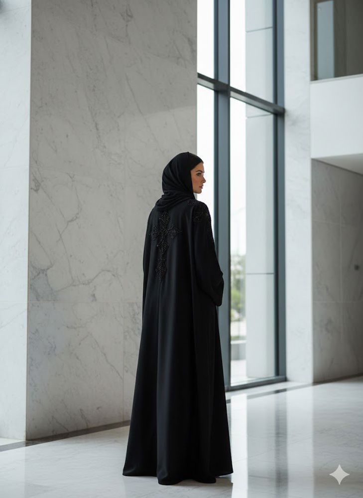 Luxury Abaya with Gold Embroidery (Back Detail)  _thumbnail_3
